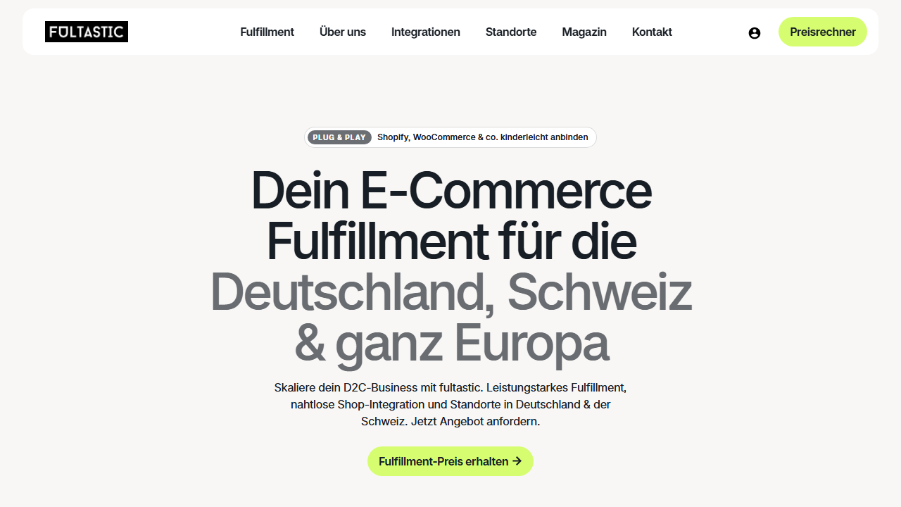 Screenshot of the homepage of fultastic