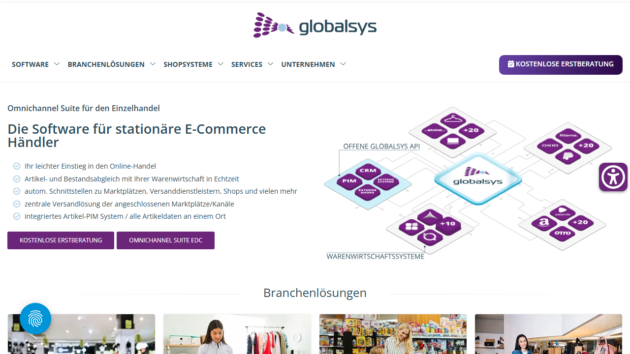 Screenshot of the homepage of Globalsys EDC