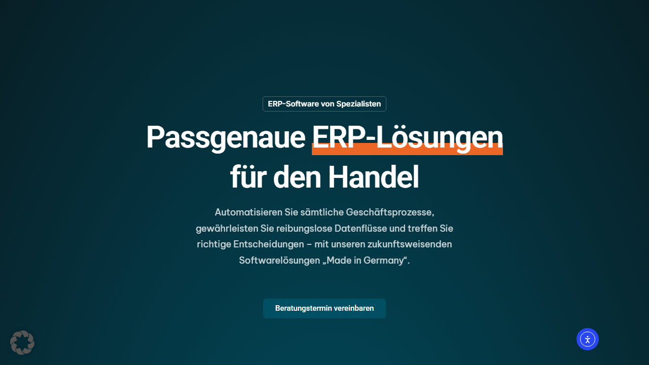 Screenshot of the homepage of godesys ERP