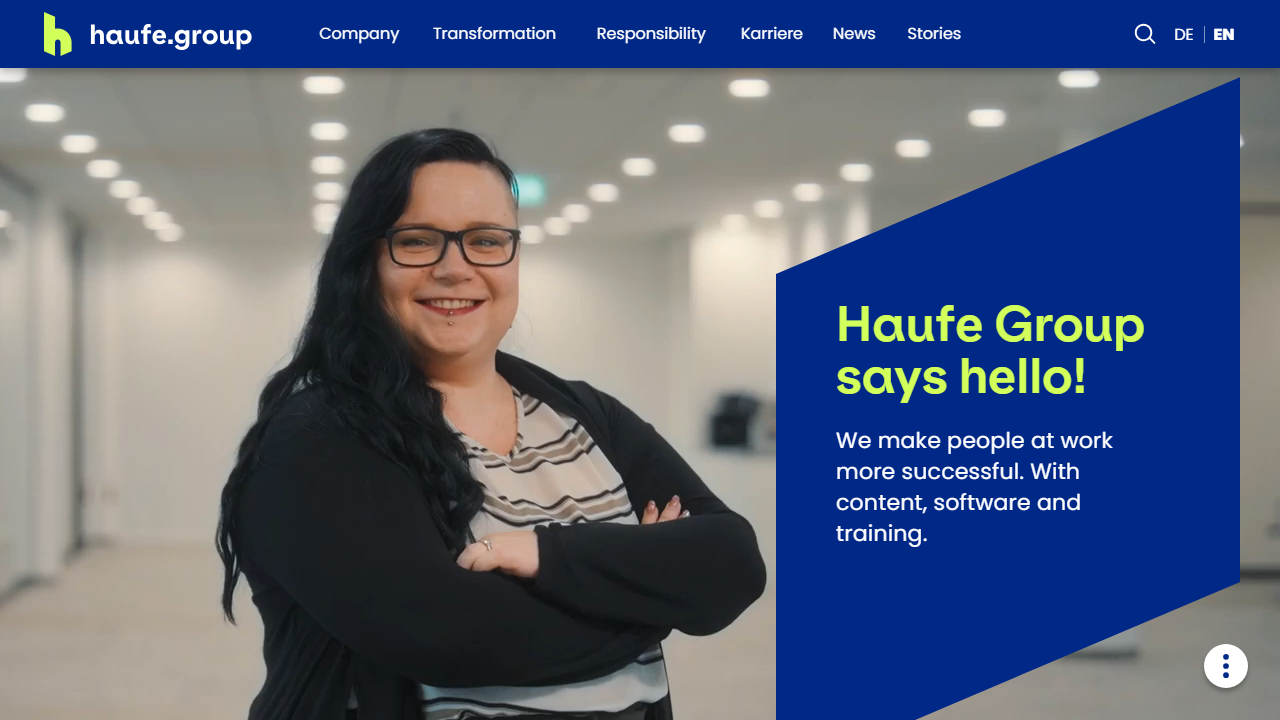 Screenshot of the homepage of Haufe X360