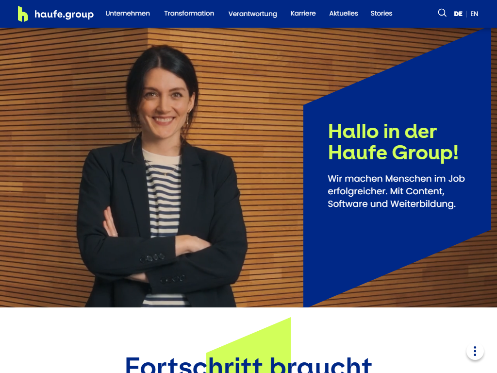 Screenshot der Homepage von Haufe X360