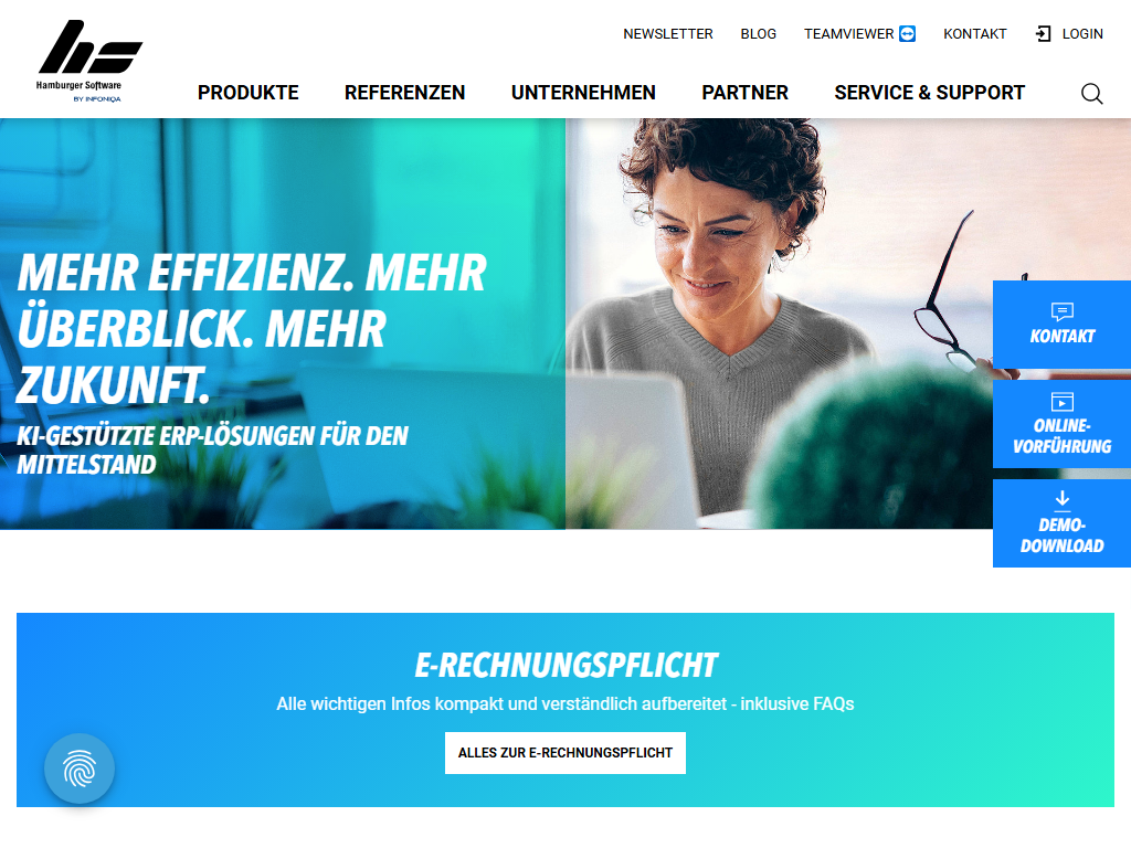 Screenshot der Homepage von HS Betriebswirtschaftliche Lösungen
