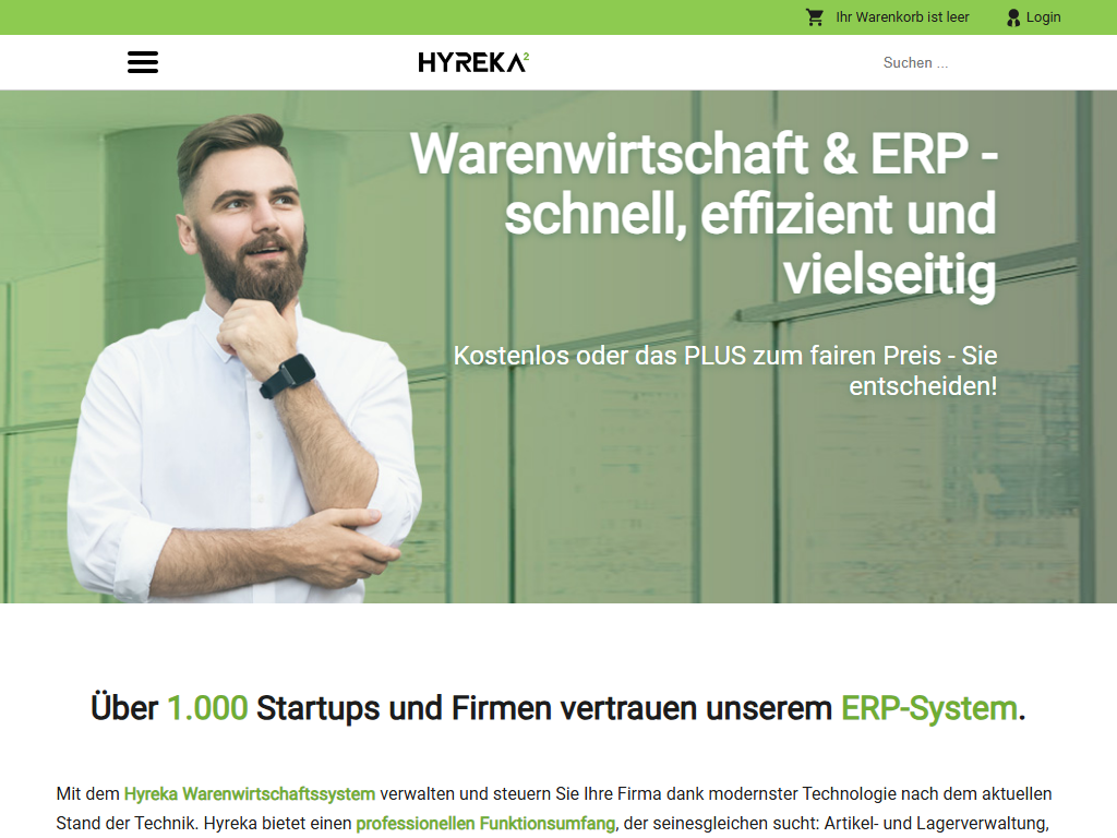 Screenshot of the homepage of Hyreka