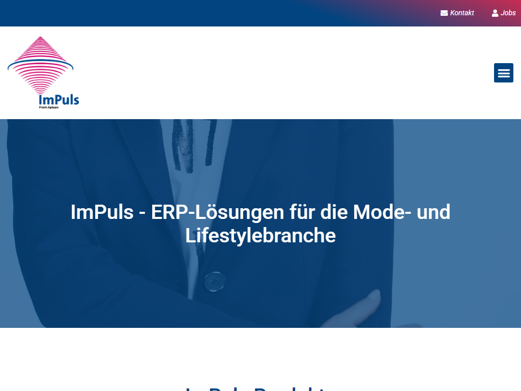 Screenshot of the homepage of ImPuls fashion XL
