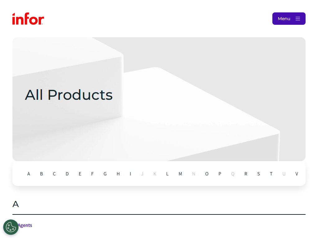 Screenshot of the homepage of Infor CloudSuite Financials