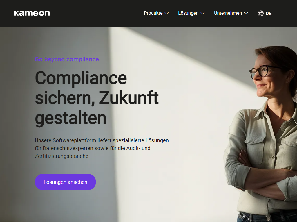 Screenshot of the homepage of kameon ERP