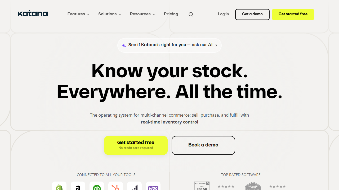 Screenshot of the homepage of Katana Cloud Inventory