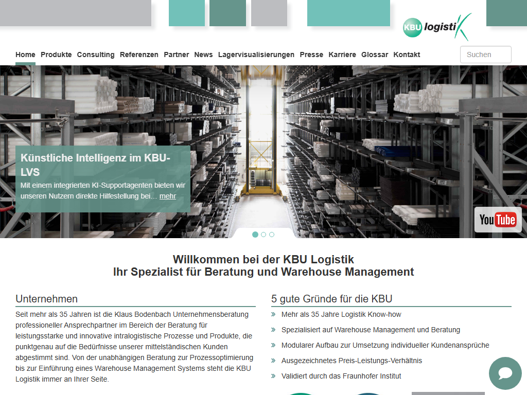 Screenshot of the homepage of KBU-LVS