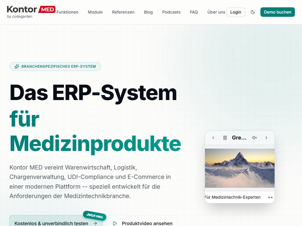 Screenshot der Homepage von Kontor MED
