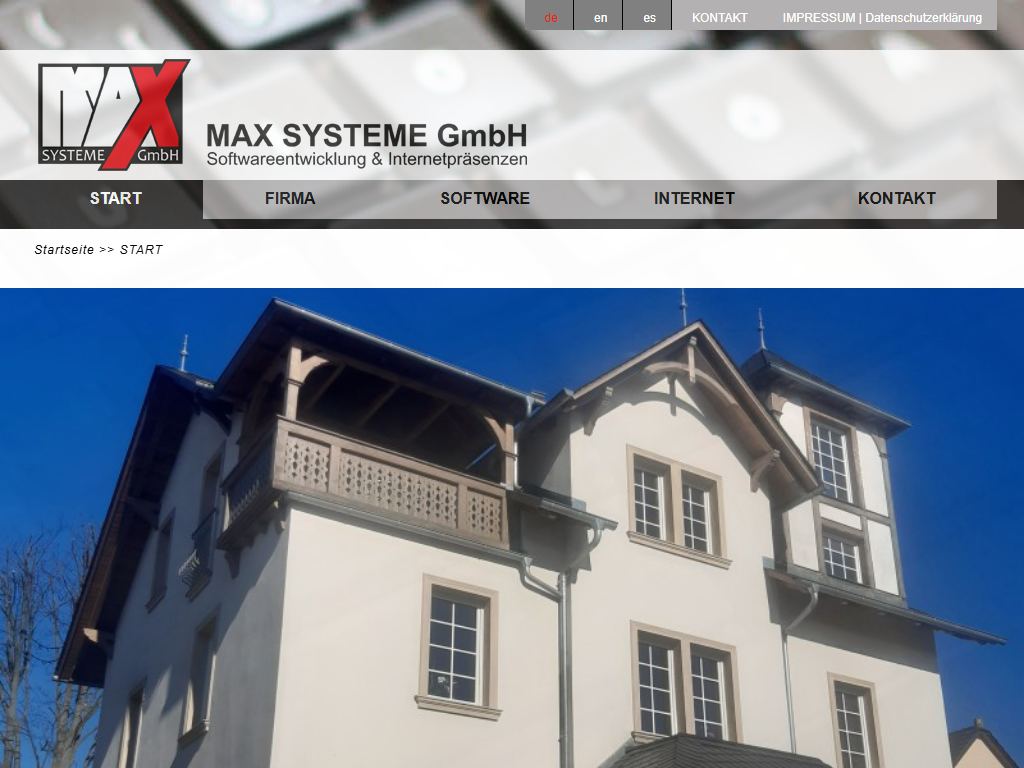 Screenshot der Homepage von MAXiMUS