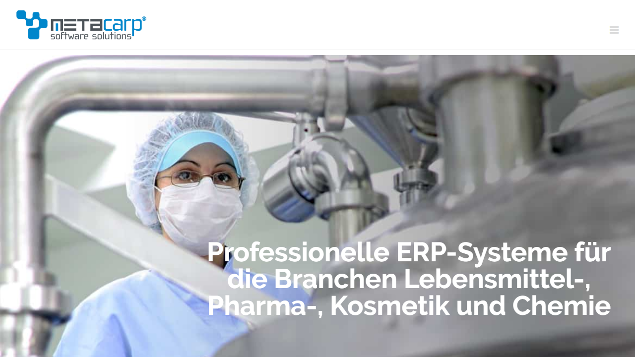 Screenshot of the homepage of MetaArgon ERP