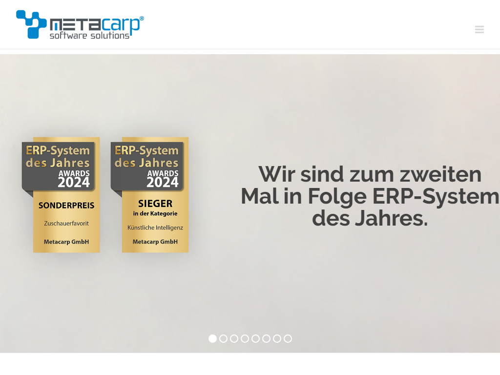 Screenshot of the homepage of MetaArgon ERP