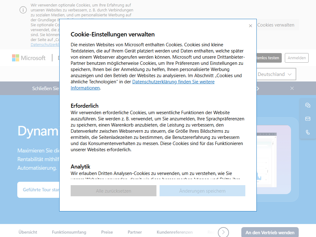 Screenshot der Homepage von Microsoft Dynamics 365 Finance & Operations