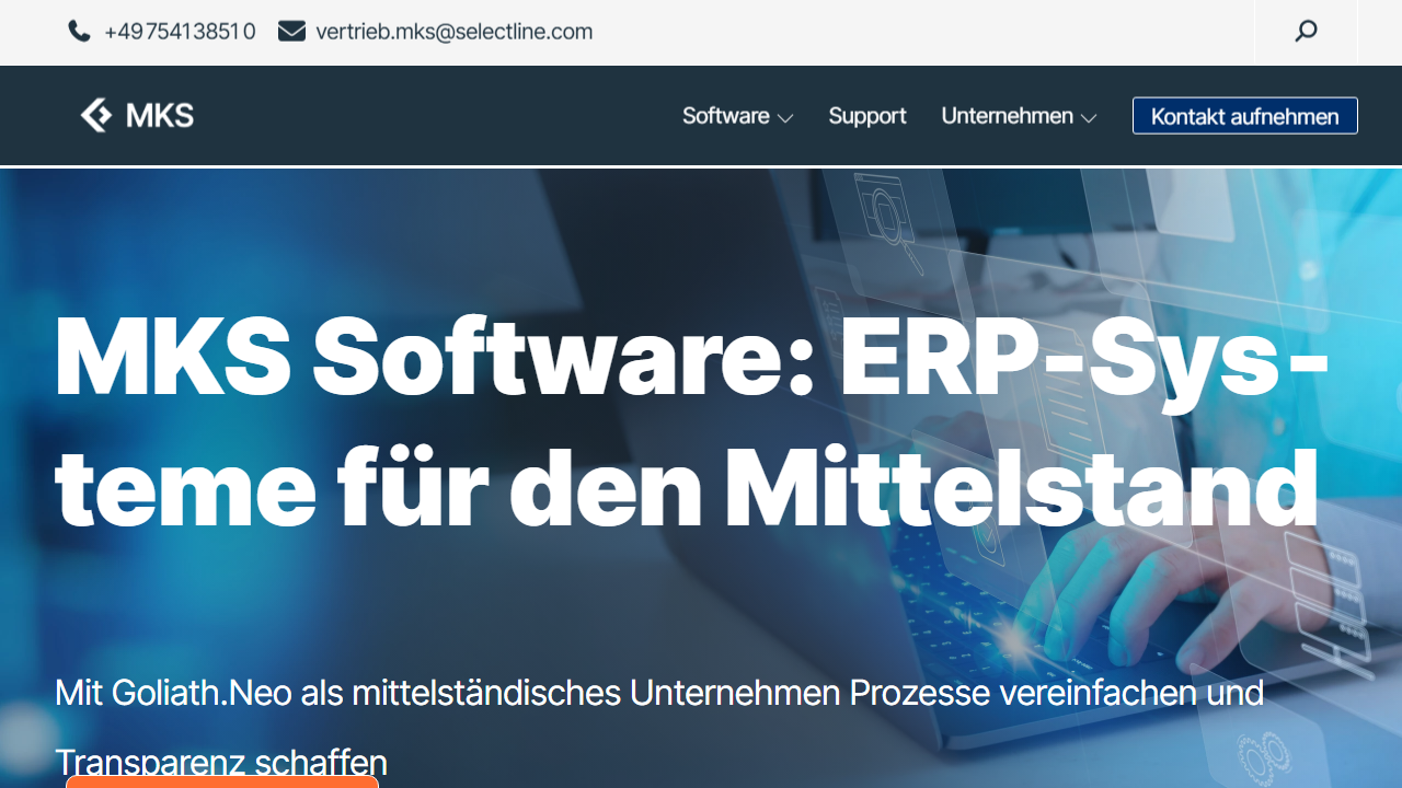 Screenshot of the homepage of MKS Goliath.NET