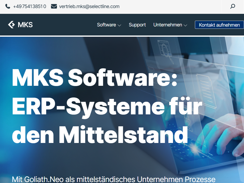Screenshot of the homepage of MKS Goliath.NET