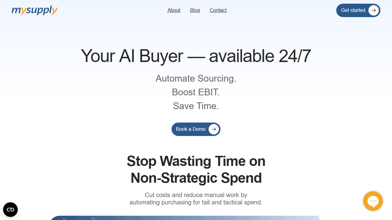 Screenshot of the homepage of mysupply