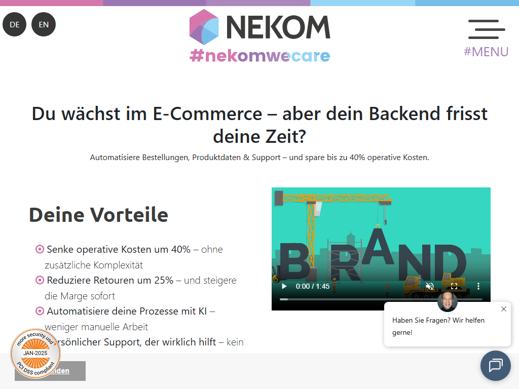 Screenshot of the homepage of NEKOM