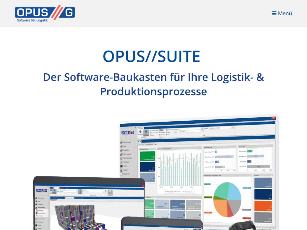 Screenshot of the homepage of OPUS//G - WMS