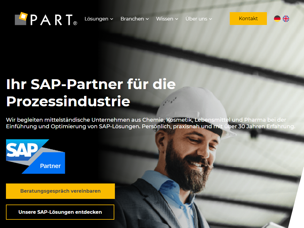 Screenshot of the homepage of PART C.One