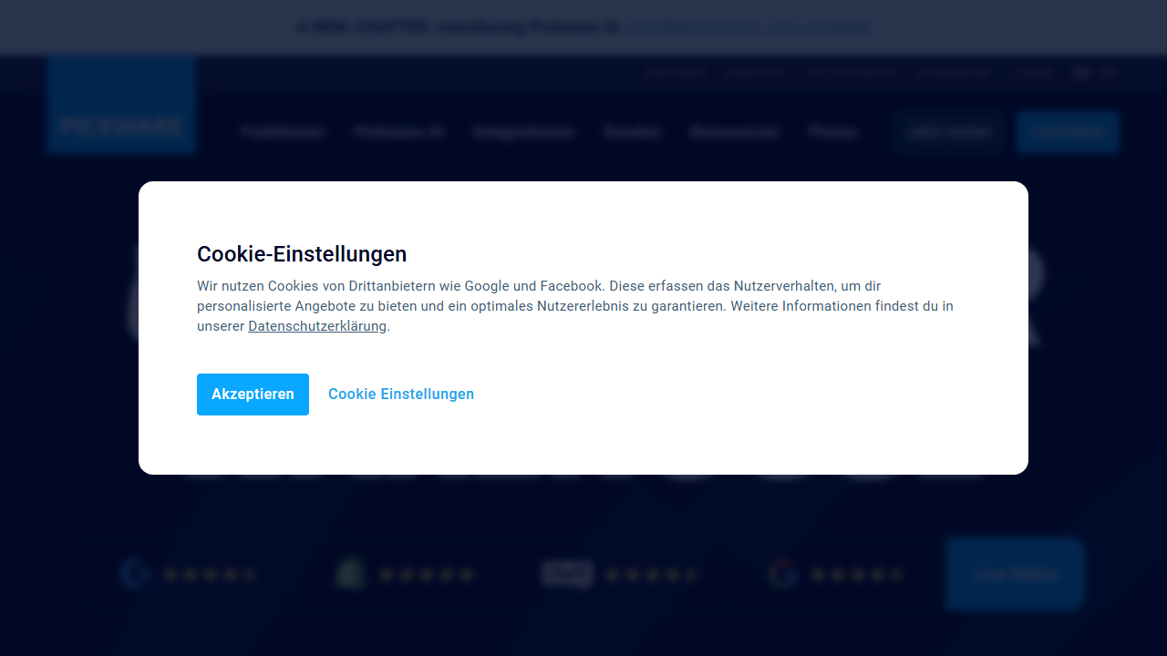 Screenshot of the homepage of Pickware