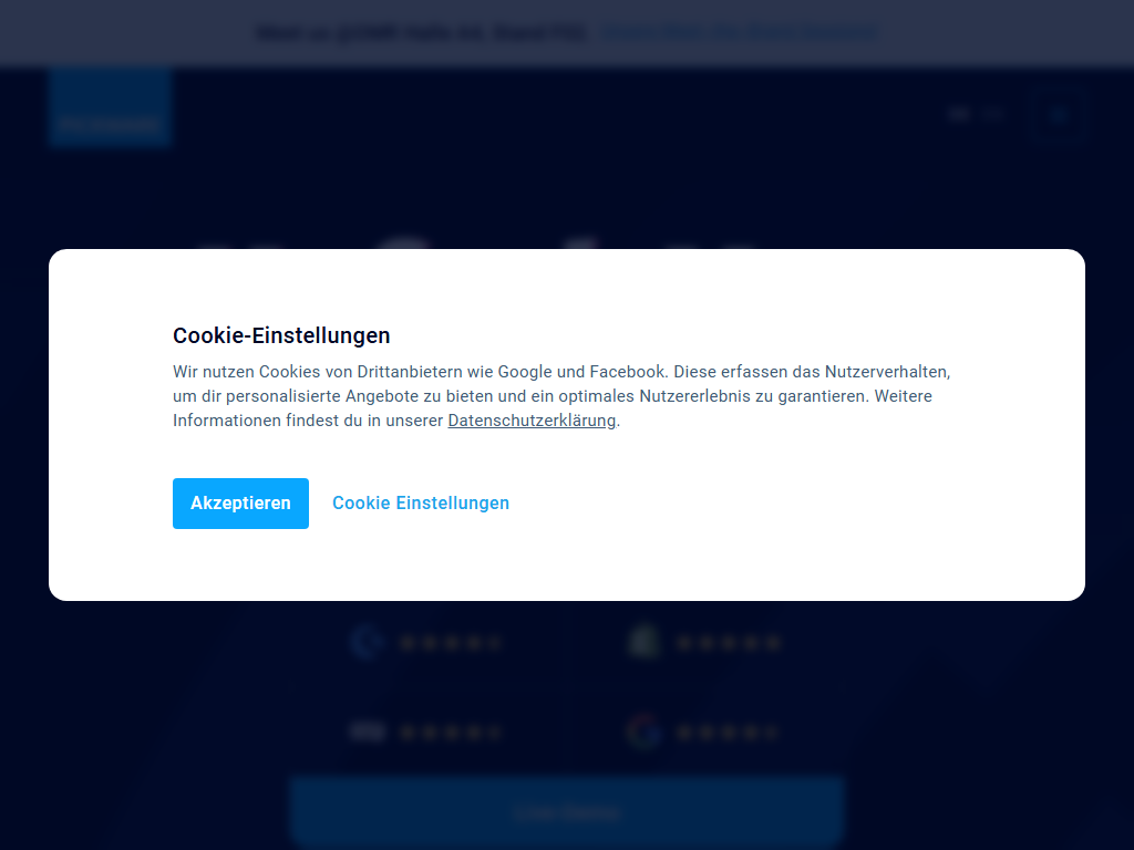 Screenshot der Homepage von Pickware