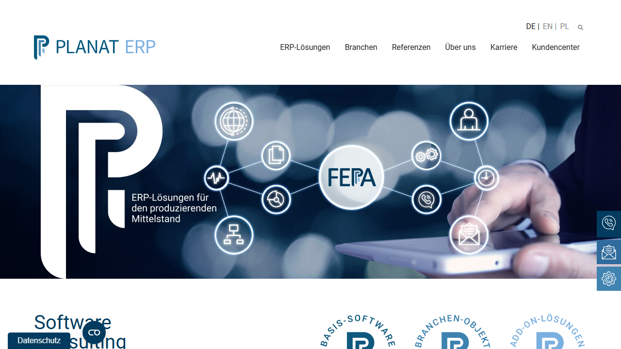 Screenshot of the homepage of PLANAT FEPA