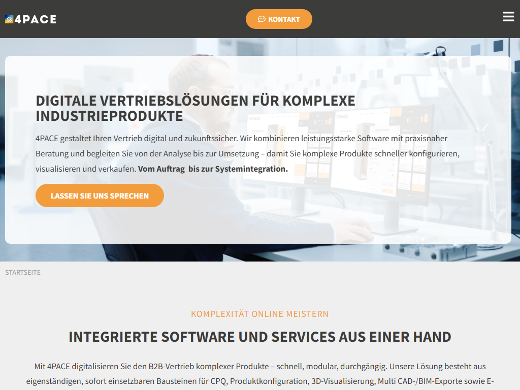 Screenshot of the homepage of plansoft (Plan Software / 4PACE 3PQ)