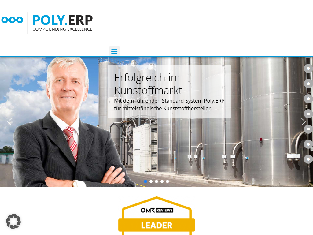 Screenshot of the homepage of Poly.ERP