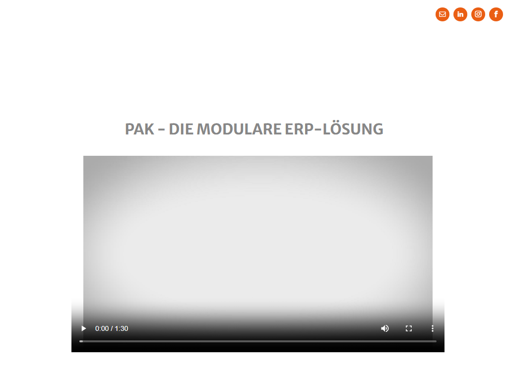Screenshot of the homepage of PAK ERP/PPS