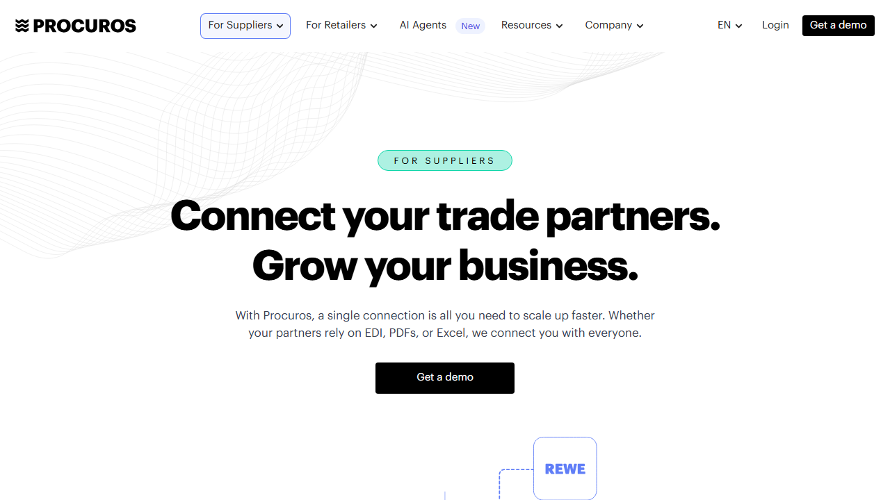 Screenshot of the homepage of Procuros Integration Hub