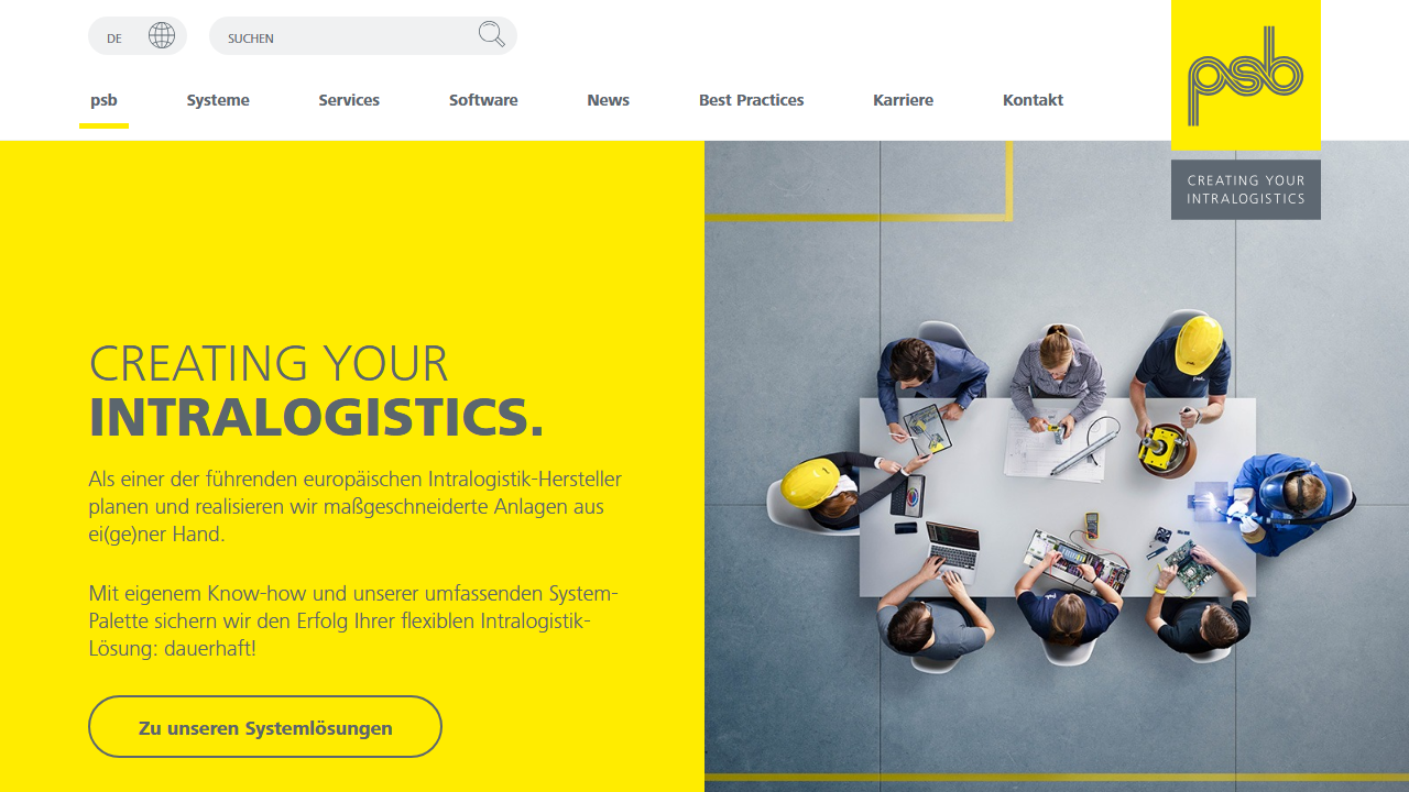 Screenshot of the homepage of psb selektron