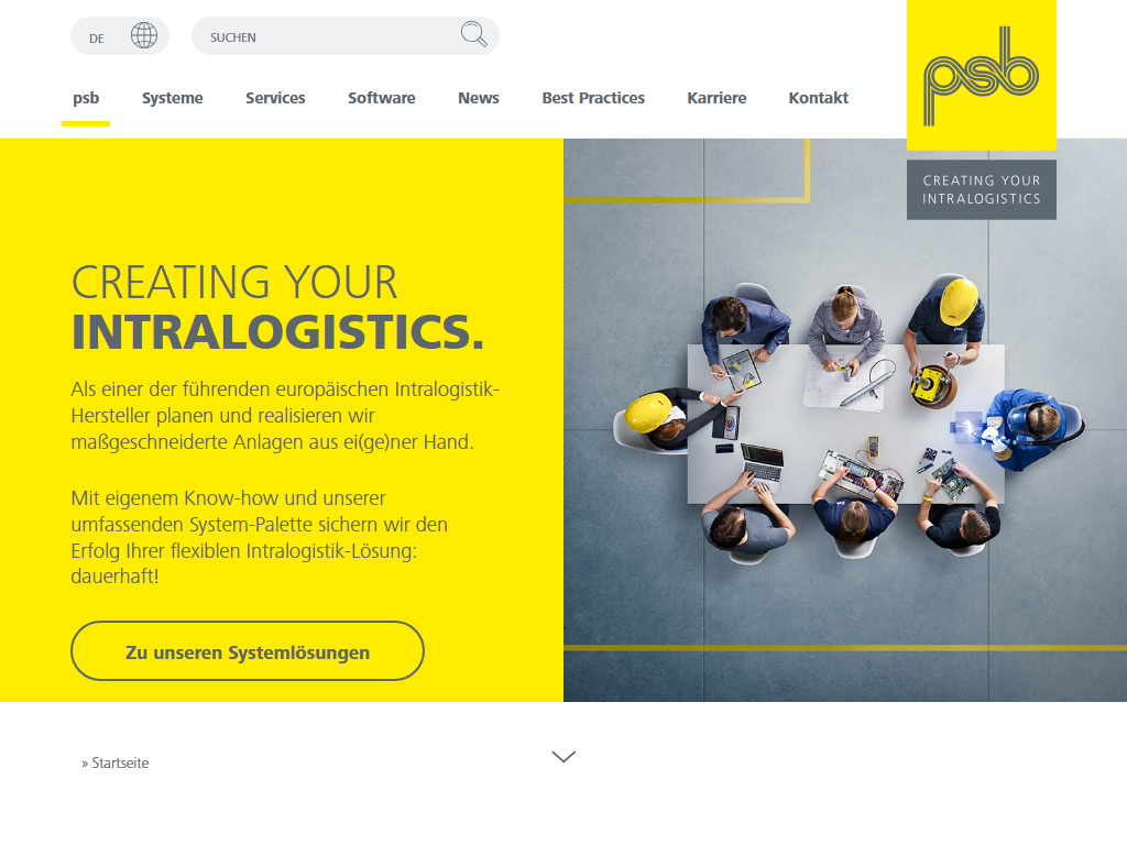 Screenshot der Homepage von psb selektron