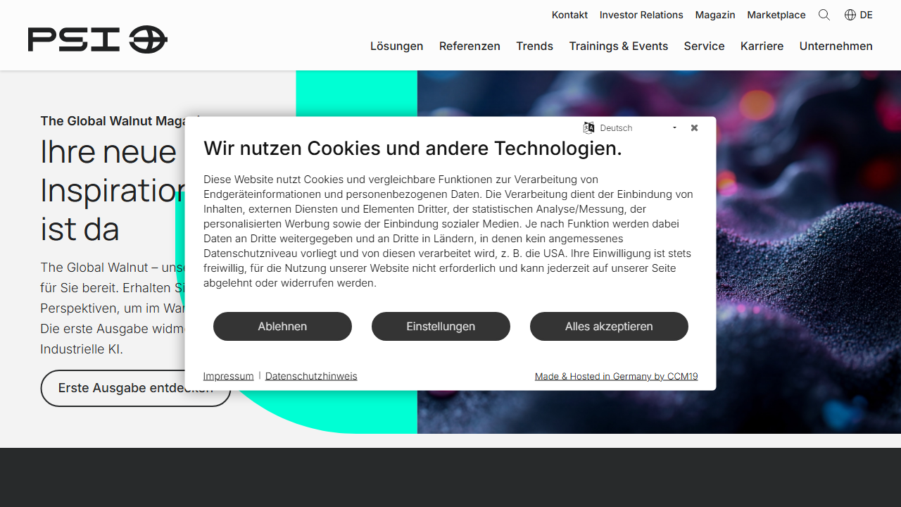 Screenshot of the homepage of PSIpenta ERP
