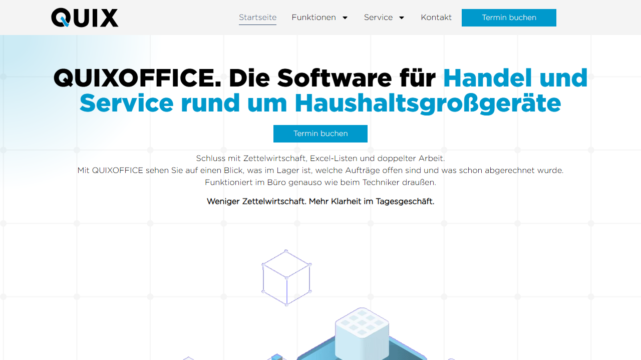 Screenshot of the homepage of QUIXOFFICE