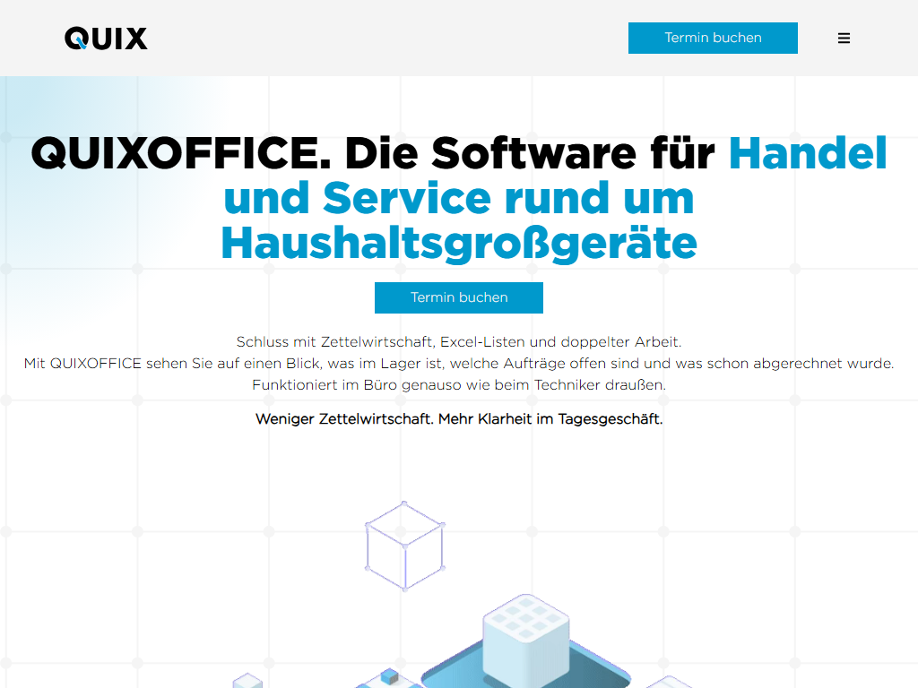 Screenshot of the homepage of QUIXOFFICE