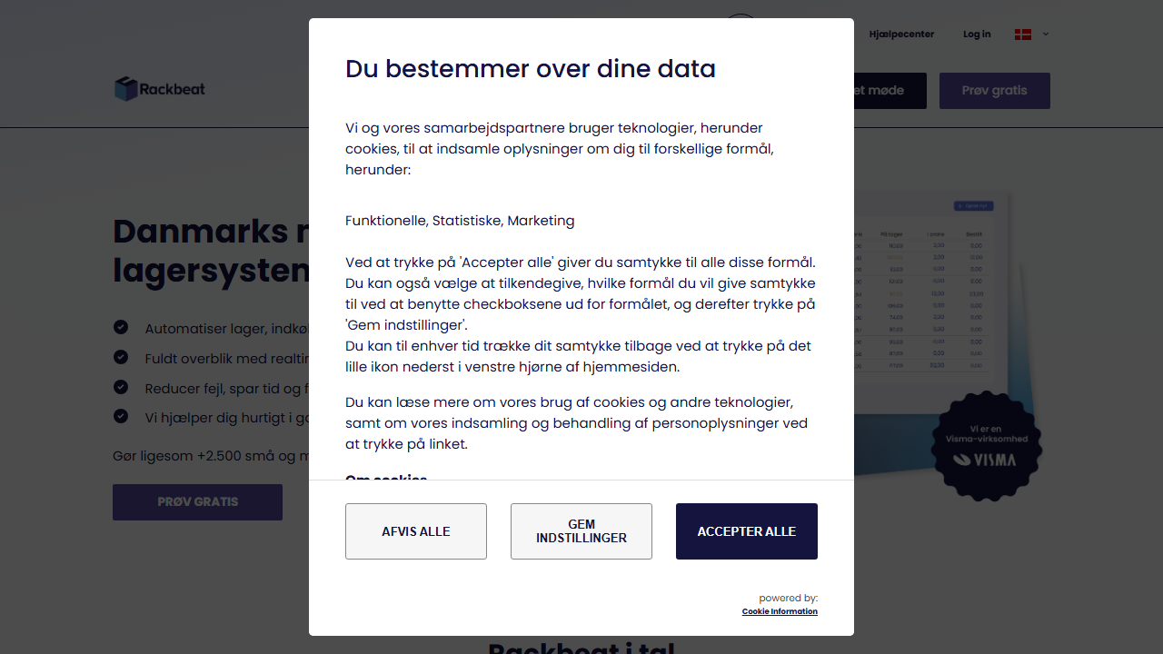 Screenshot of the homepage of Rackbeat