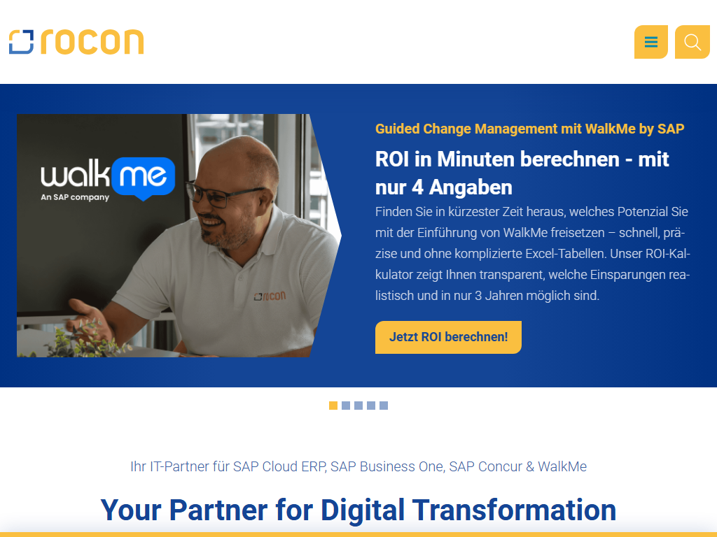 Screenshot der Homepage von rocon