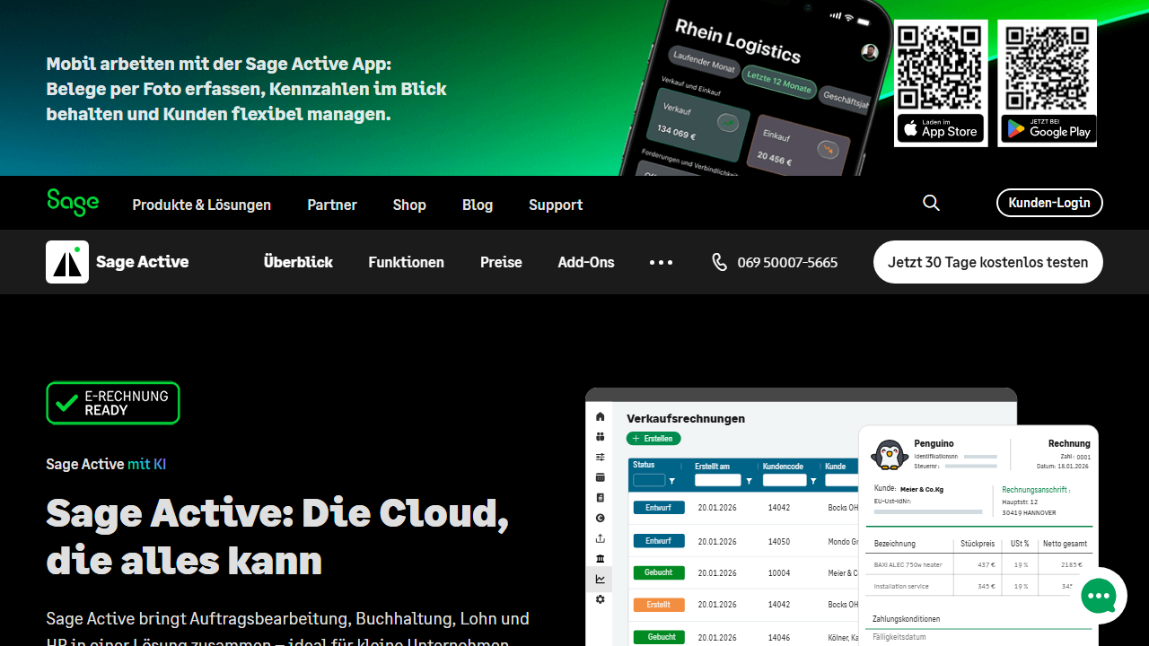 Screenshot of the homepage of Sage 50 Connected