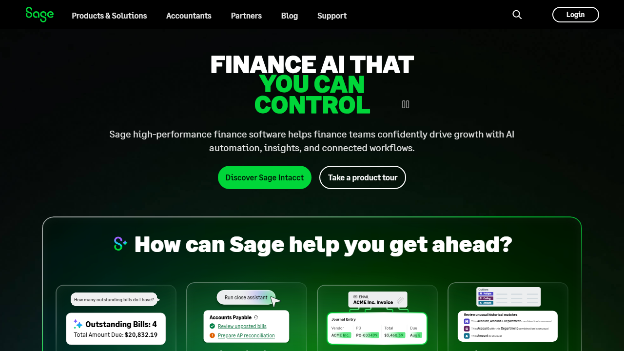 Screenshot of the homepage of Sage b7