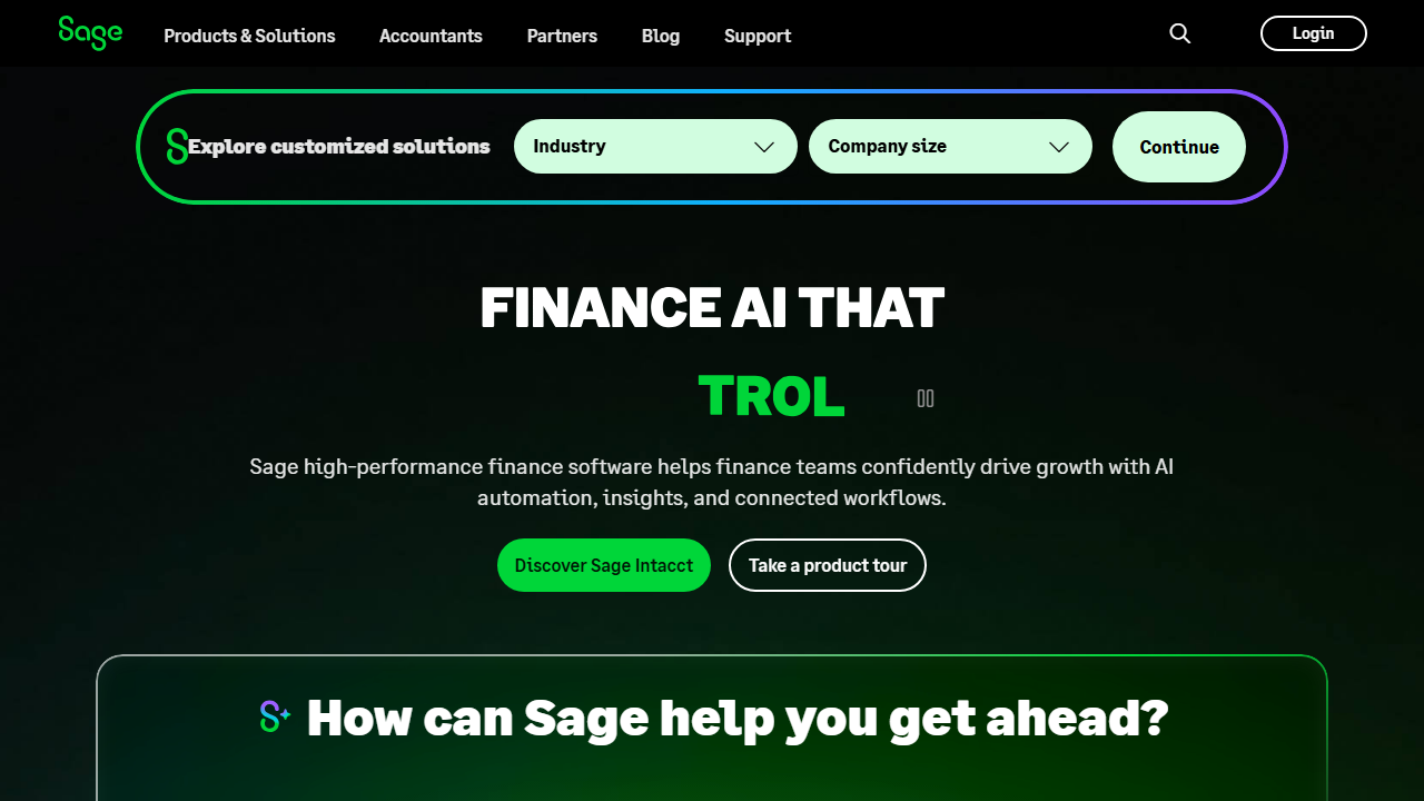 Screenshot of the homepage of Sage Operations