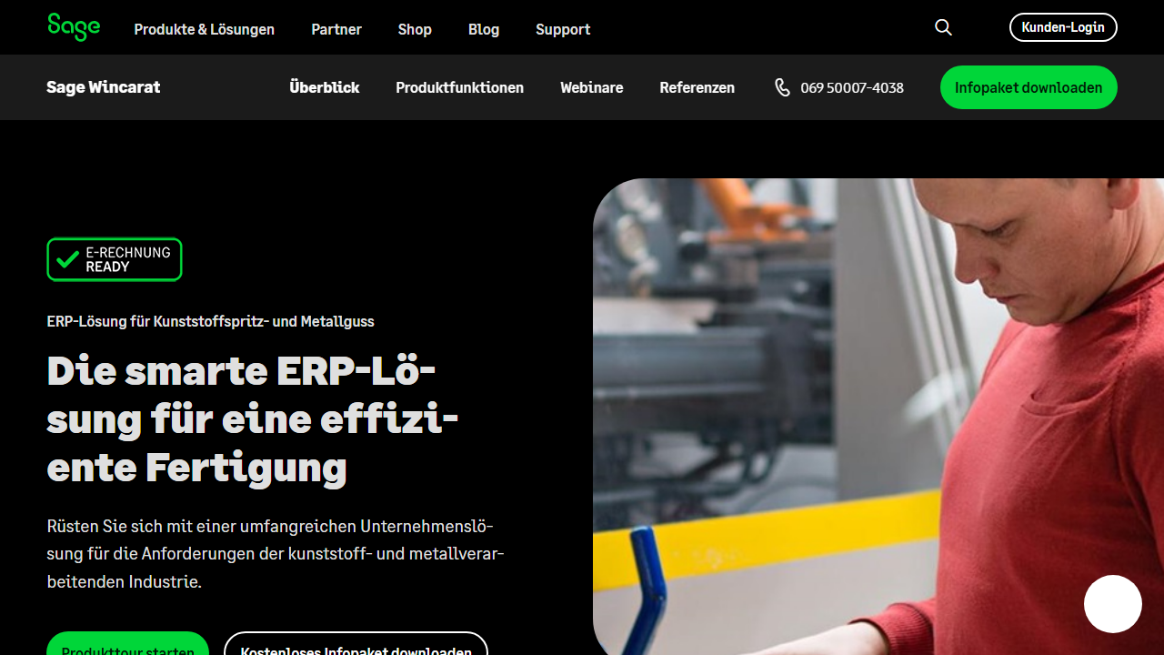 Screenshot of the homepage of Sage Wincarat