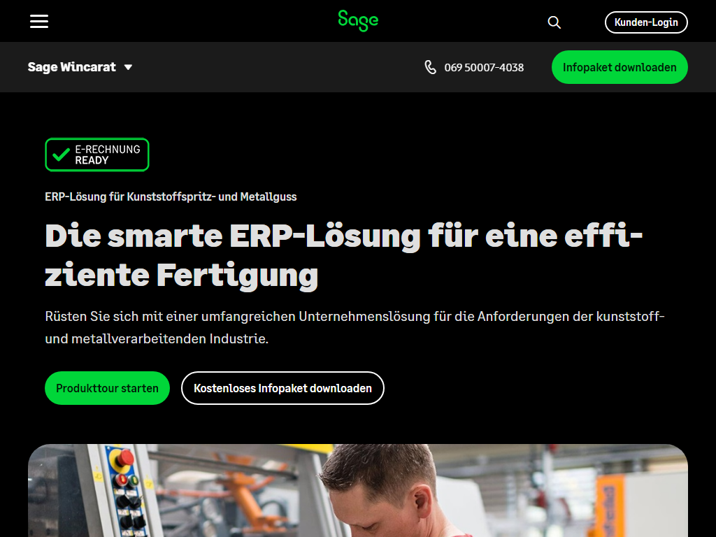 Screenshot of the homepage of Sage Wincarat