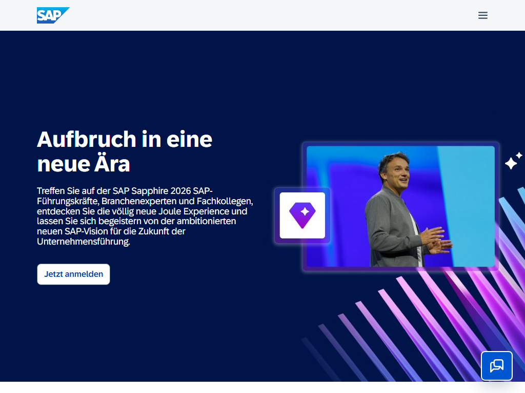 Screenshot der Homepage von SAP Business One