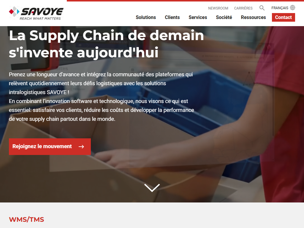 Screenshot of the homepage of SAVOYE ODATiO