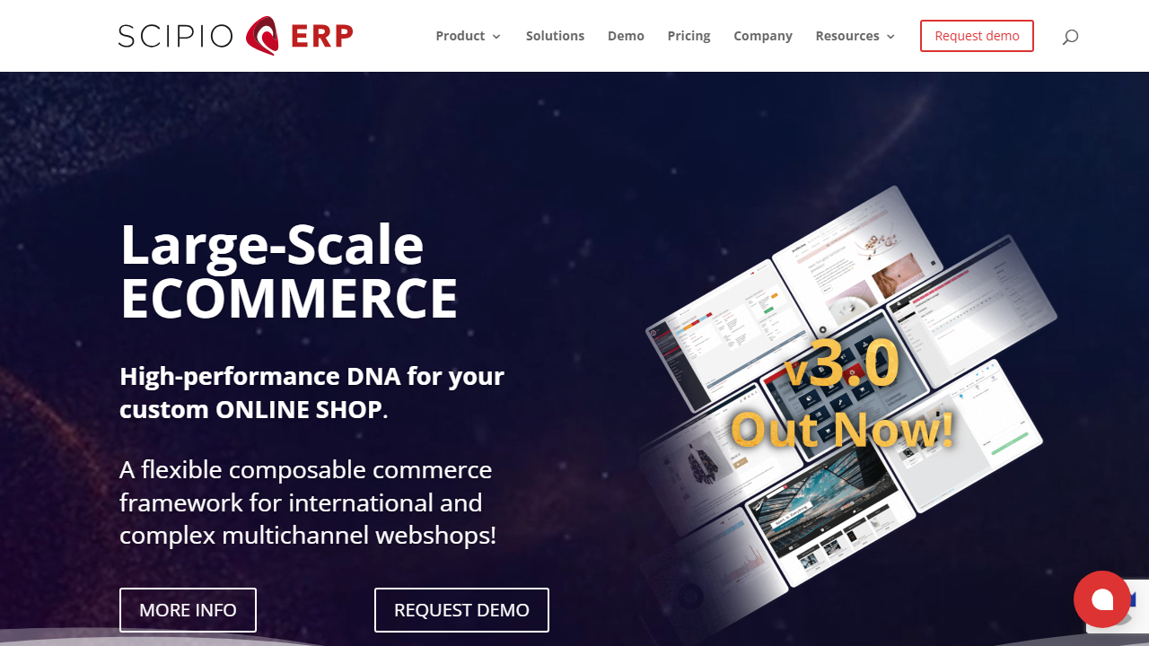 Screenshot of the homepage of ScipioERP
