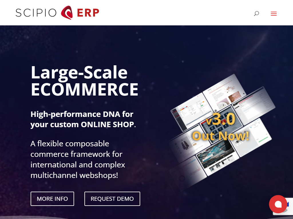 Screenshot of the homepage of ScipioERP