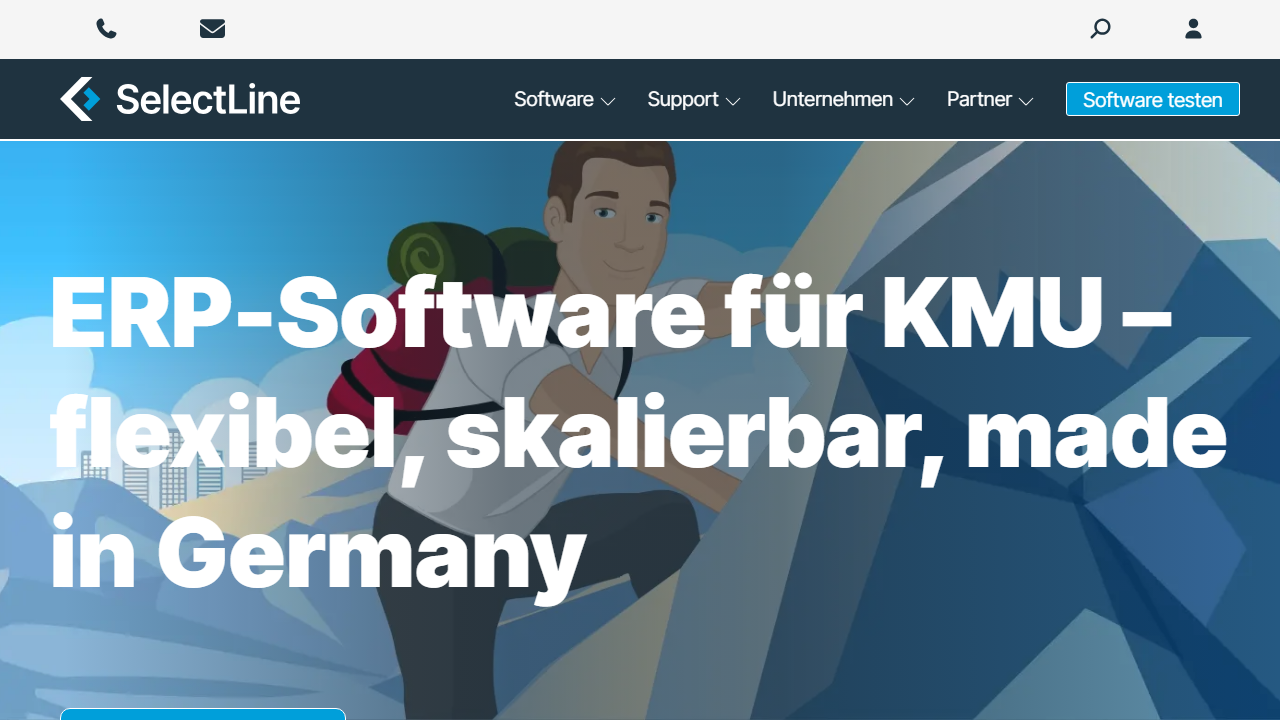 Screenshot of the homepage of SelectLine