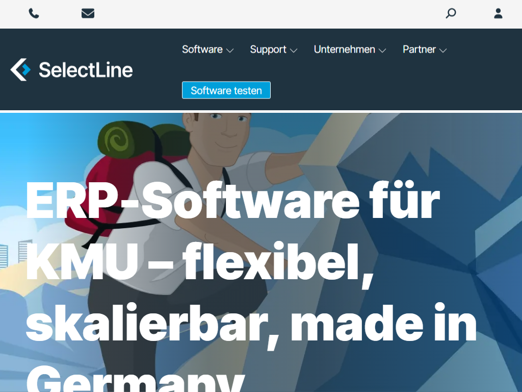 Screenshot der Homepage von SelectLine