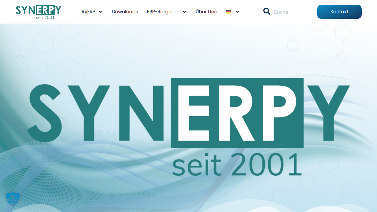 Screenshot of the homepage of SYNERPY AvERP