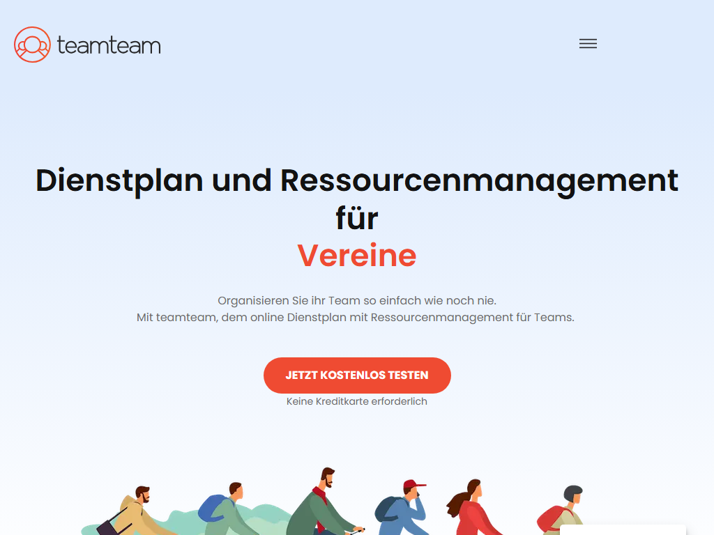 Screenshot der Homepage von teamteam